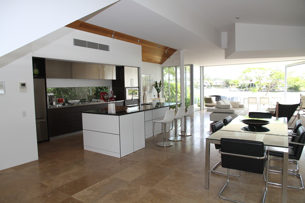 modern kitchen with bar