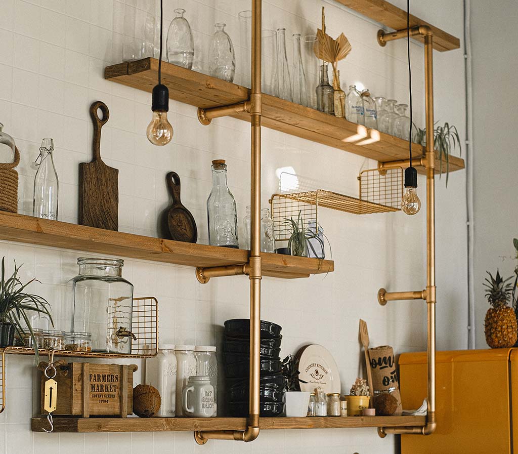 floating shelves kitchen remodeling