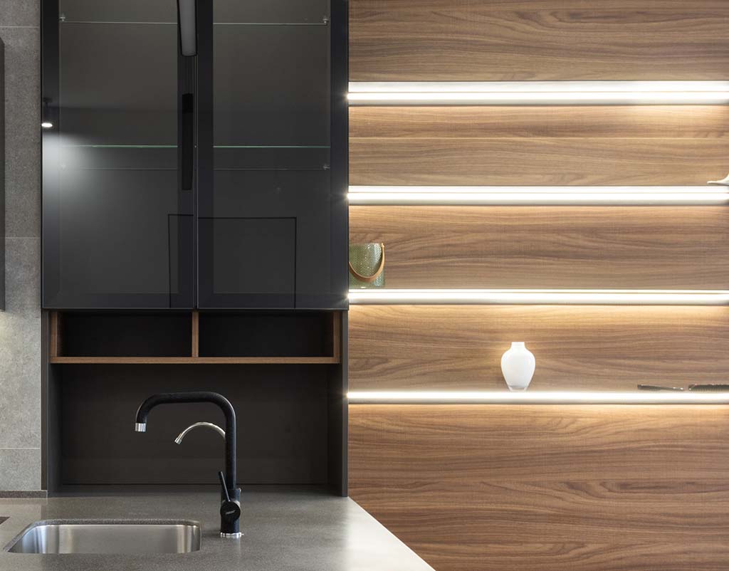 kitchen floating shelves light and open design